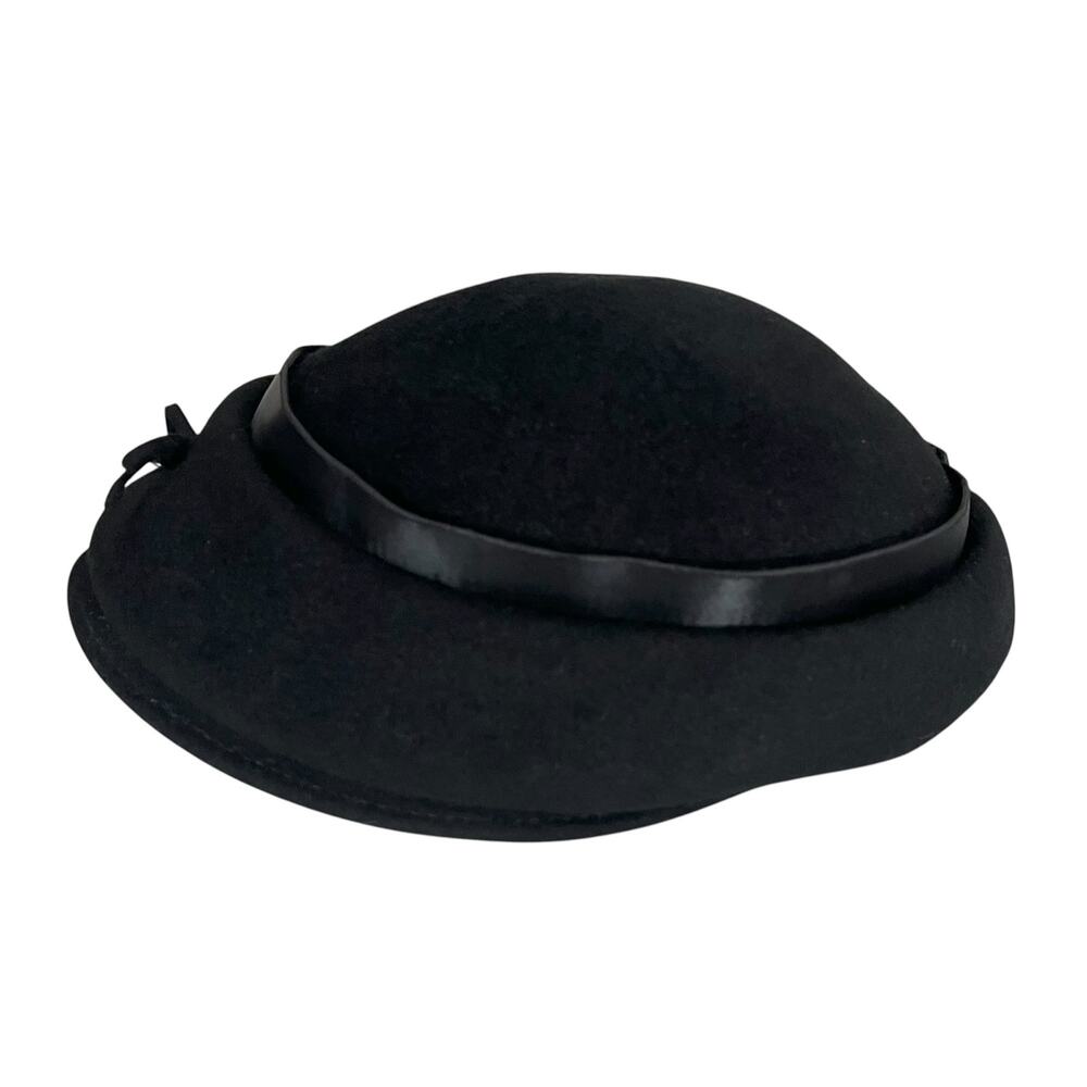 Vintage Glenover Women’s Hat Wool Capulet Cloche Pillbox Black Bow Retro